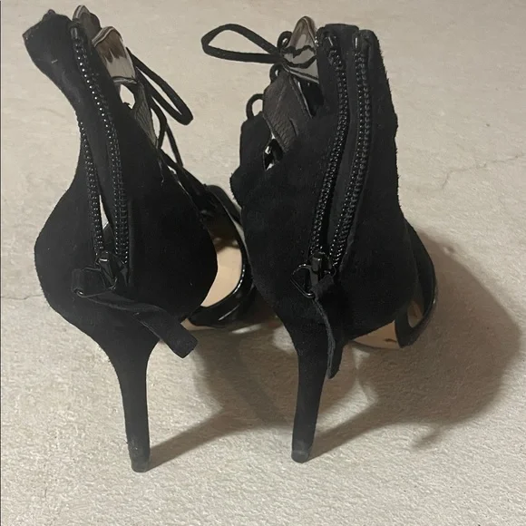 Zara Black Lace-Up Heels - Picture 5 of 16